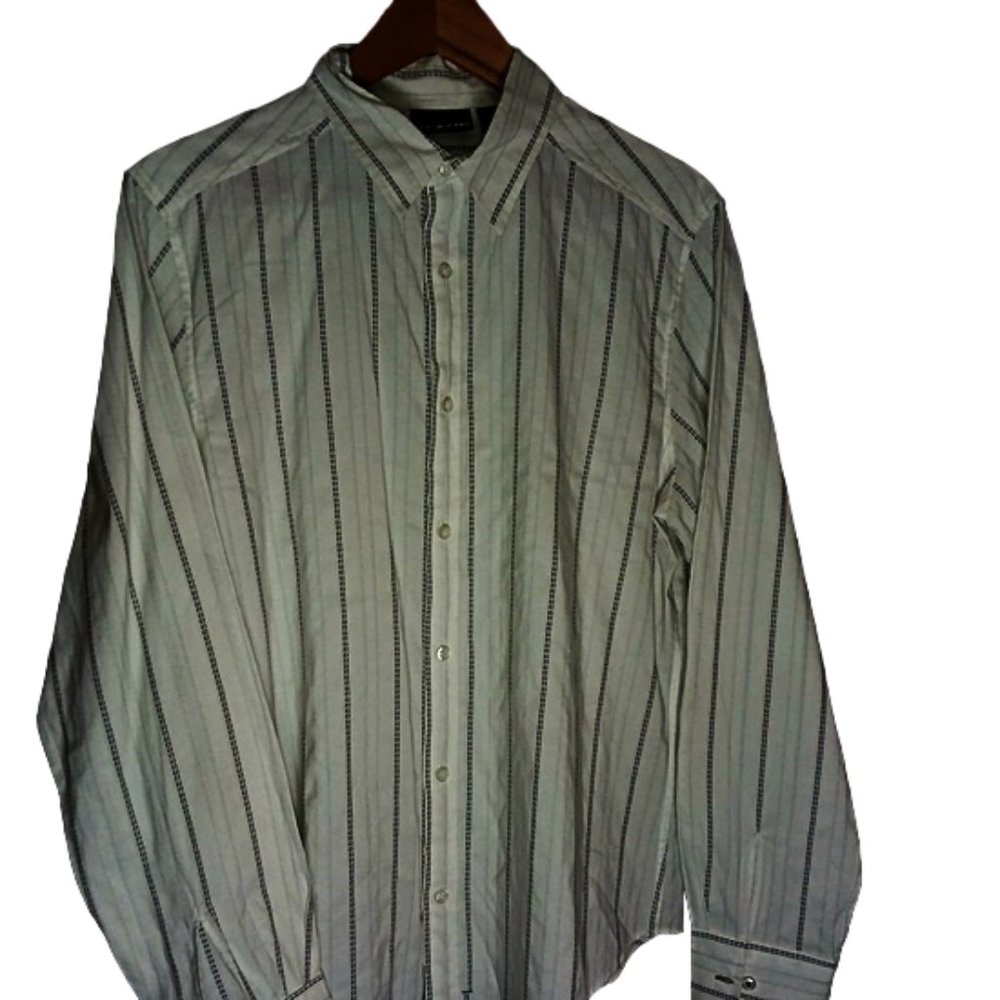DKNY Jeans Cotton White w/ Black Stripes Button up Sz L